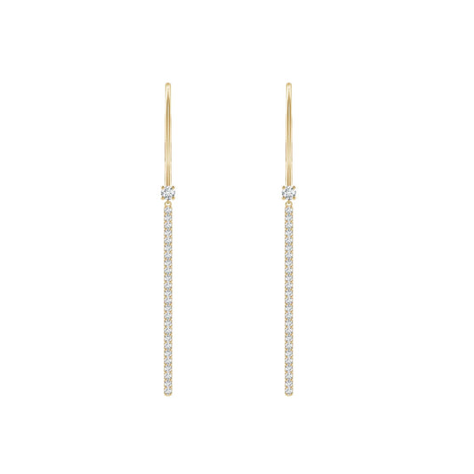 Elegant Diamond Bar Drop Earrings