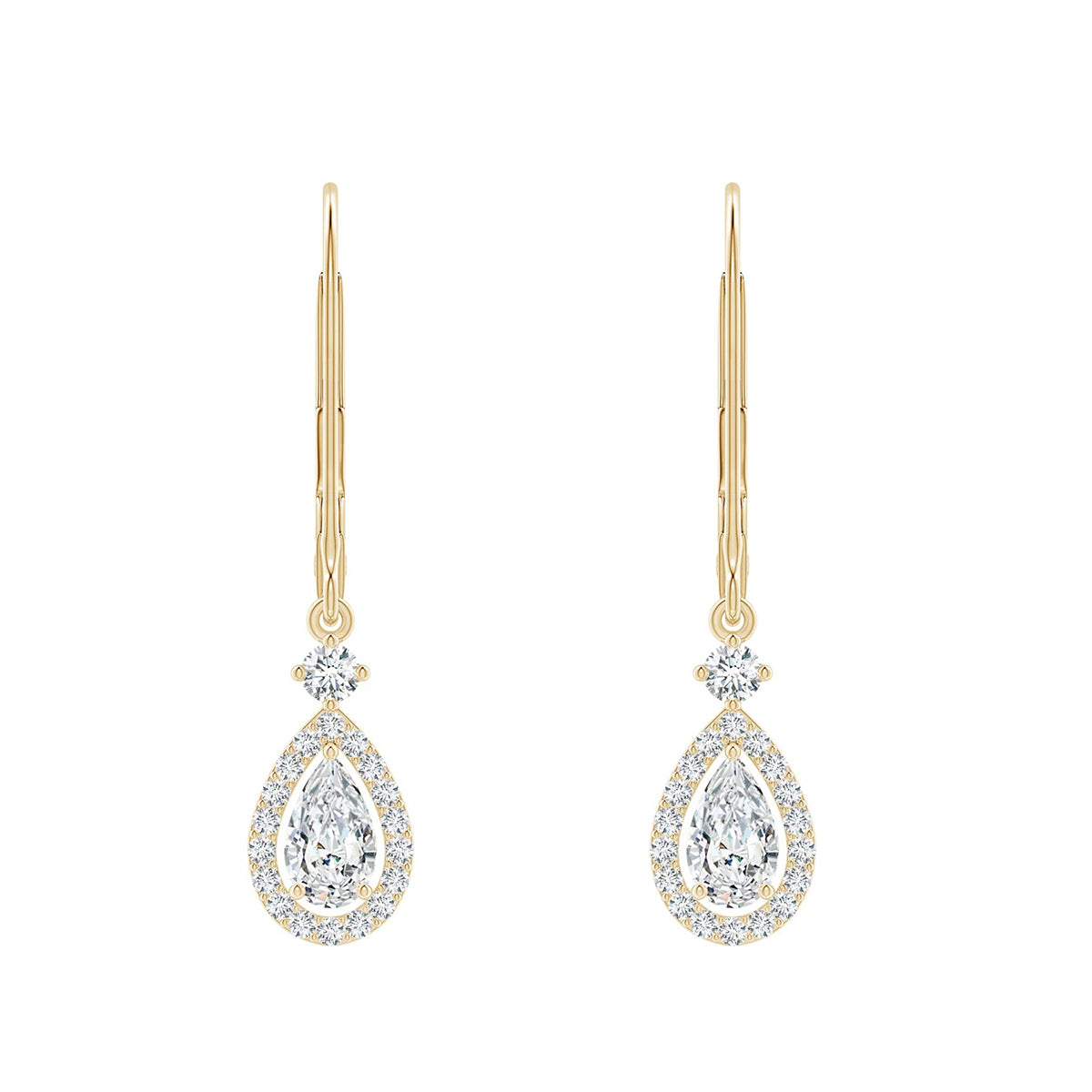 radiant pear halo earrings