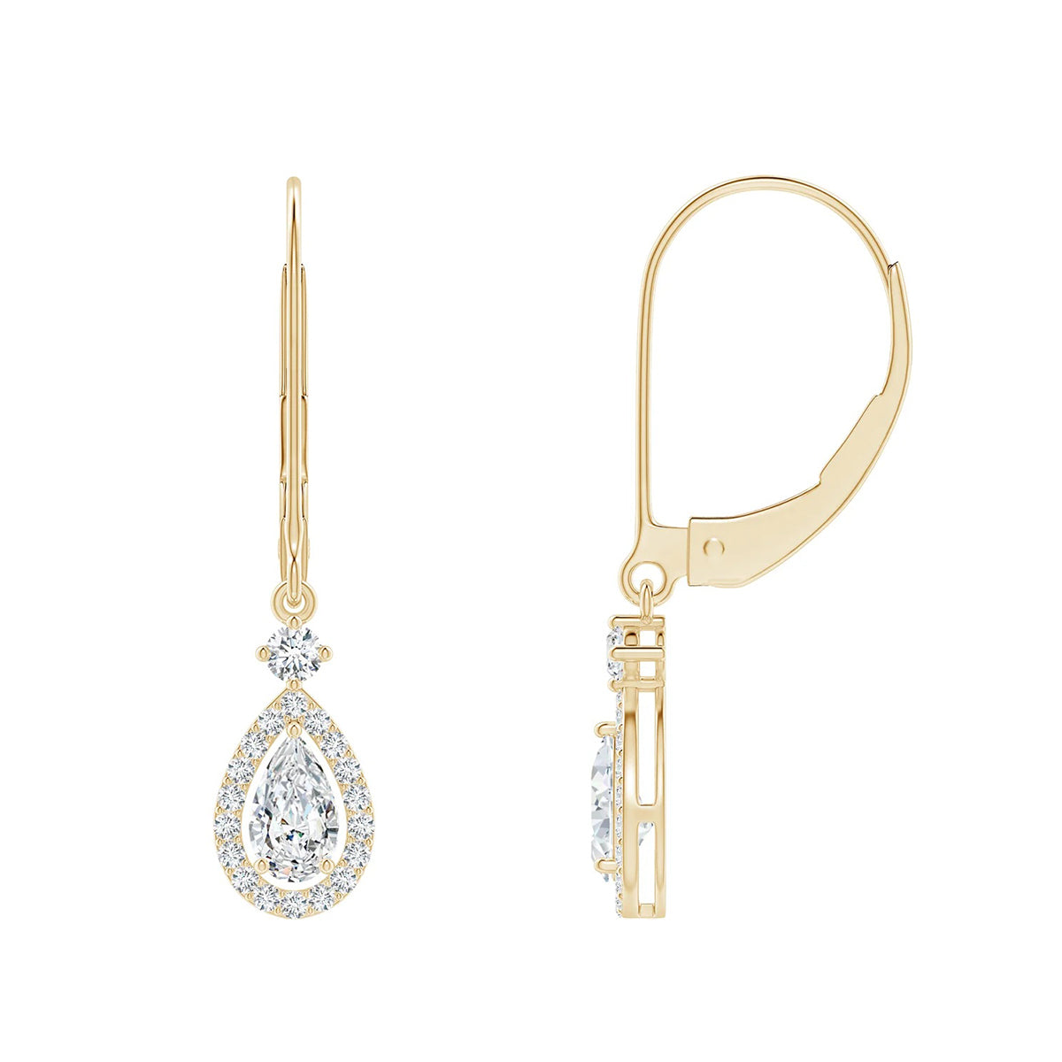 radiant pear halo earrings