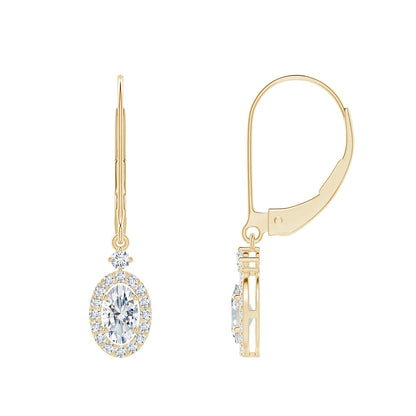 Oval Halo Diamond Drop Earrings