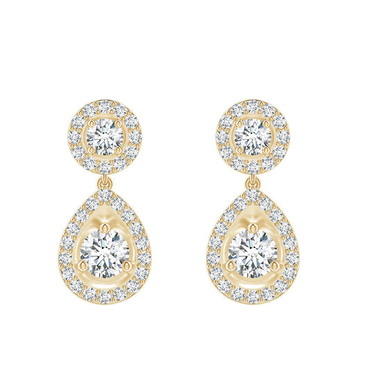 Double Halo Teardrop Diamond Earrings