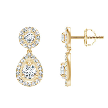 Double Halo Teardrop Diamond Earrings