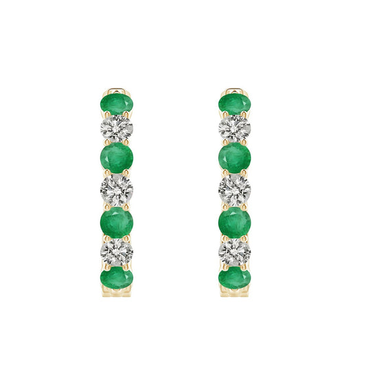 Emerald & Diamond Hoop Earrings