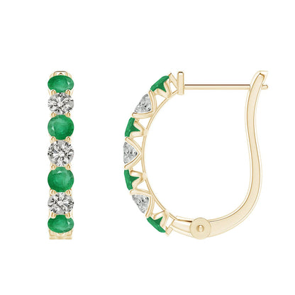 Emerald & Diamond Hoop Earrings