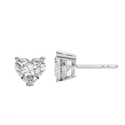 1 Ct Heart-shaped diamond stud earrings