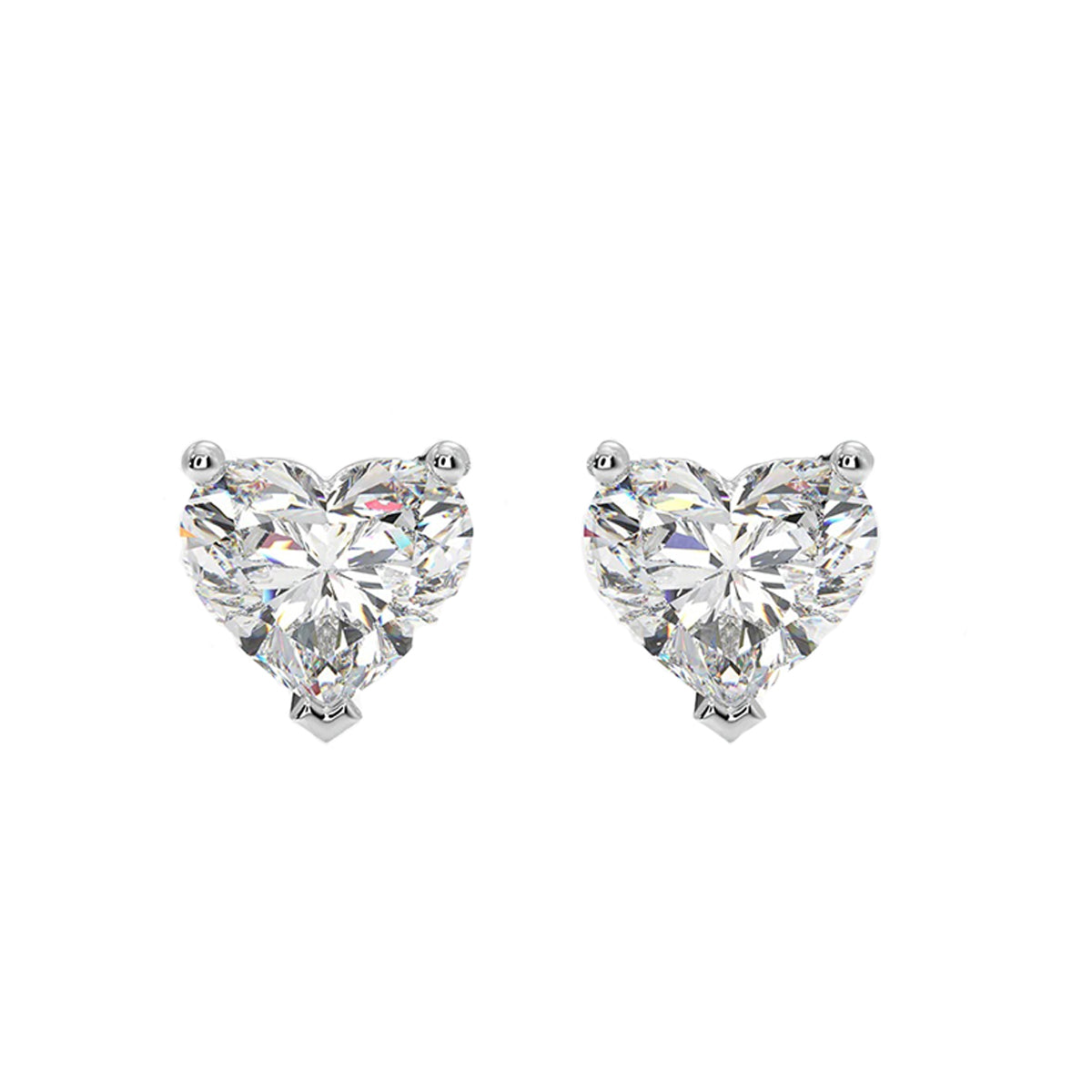 1 ct heart-shaped diamond stud earrings